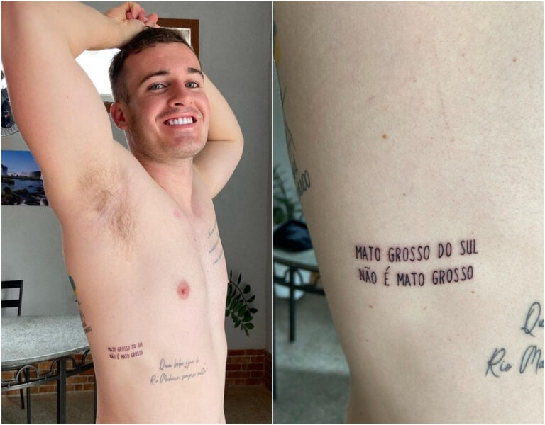 Influencer australiano faz tatoo sobre polêmica entre MS e MT: ‘Mato Grosso do Sul não é Mato Grosso