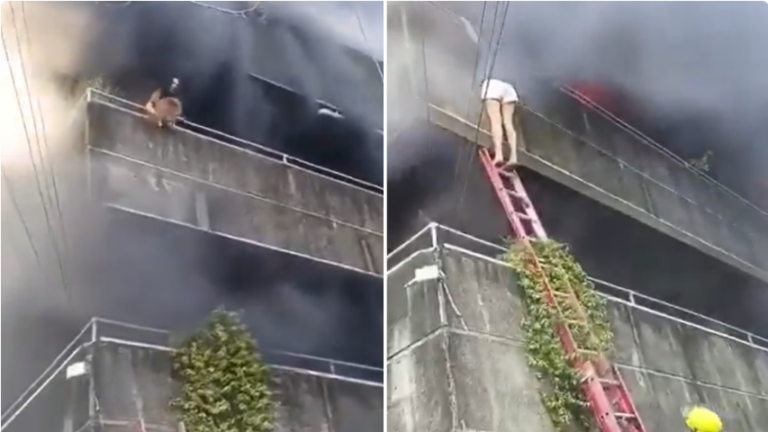 Mulher salva dois cães antes de escapar de incêndio em prédio nas Filipinas e vídeo viraliza