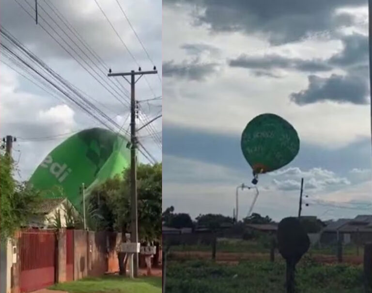BALÃO COM PAPAI NOEL ATINGE REDE ELÉTRICA, CAI NO TELHADO DE CASA EM BRASNORTE MT