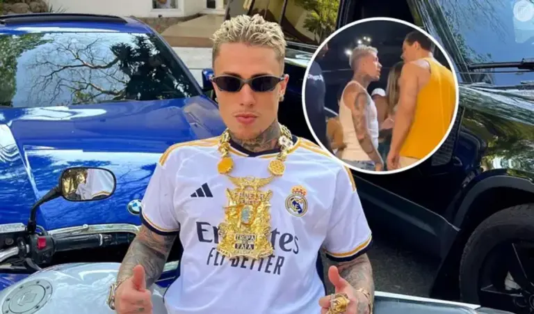 Vídeo mostra momento em que MC Daniel é agredido por homem. Funkeiro reage com ajuda de segurança.