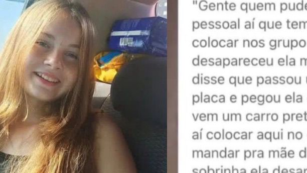 Print de uma das tias de Lara, detalha o desaparecimento da menina de 12 anos em Sinop.