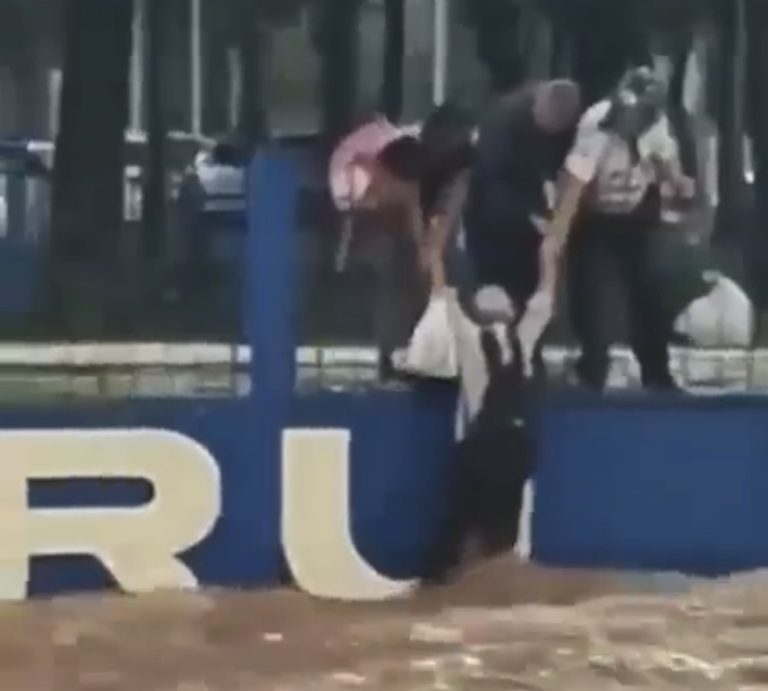 Vídeo mostra resgate dramático de idoso em alagamento durante temporal