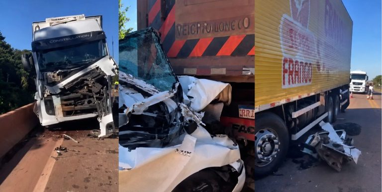 Grave acidente na BR-163: Caminhonete fica completamente destruída após ser prensada por caminhões em Itaúba sentido á Sinop; veja video